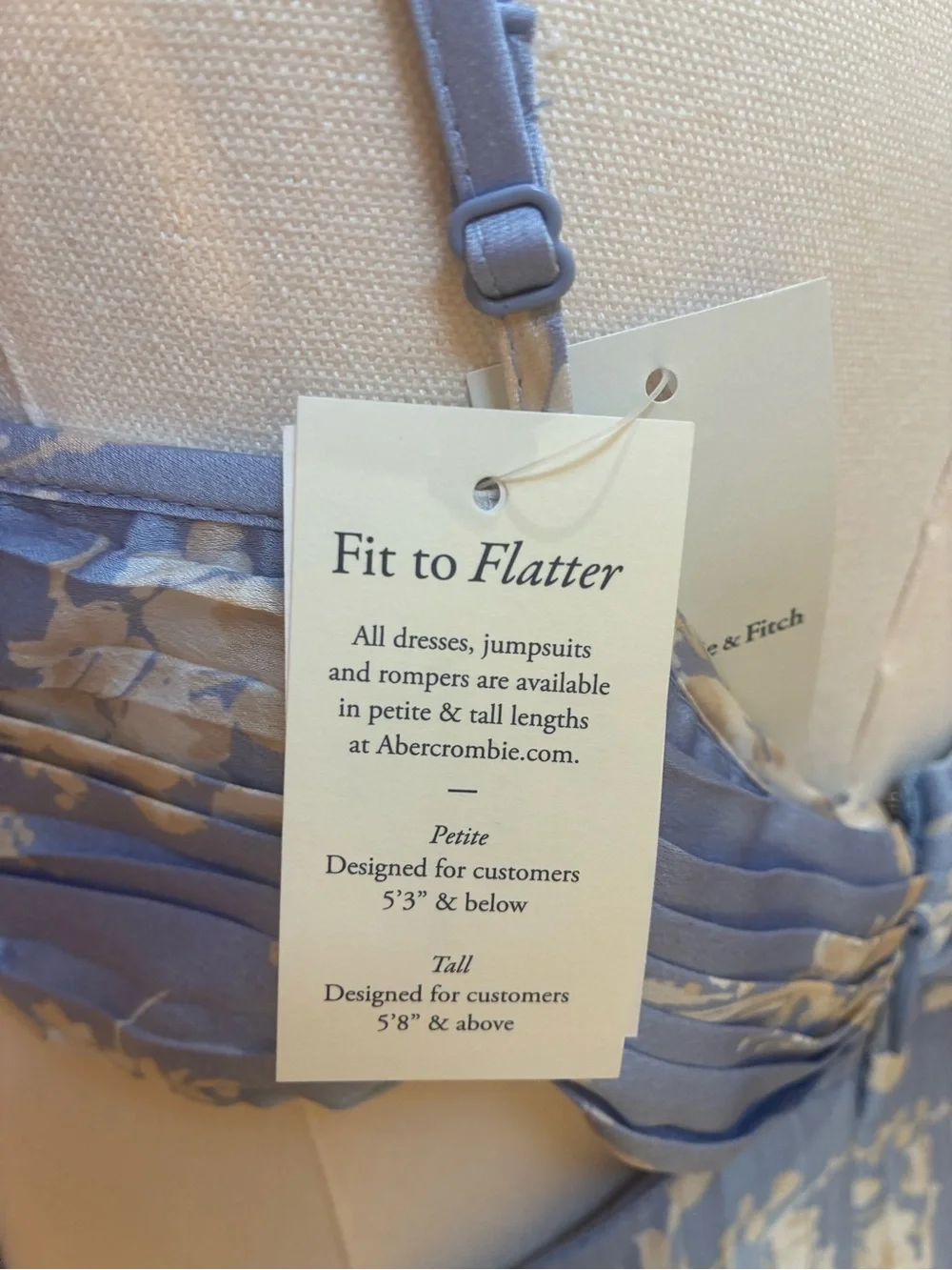 NWT Abercrombie & Fitch Light Blue Floral Pleated Maxi Dress, Adjustable Straps